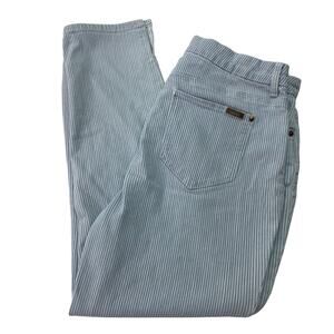 Chico's Sz 10 Petite So Slimming Girlfriend Slim Leg Blue White Stretch Jeans
